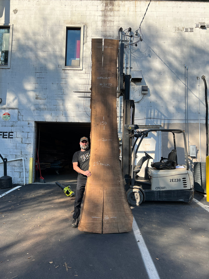 This slab is over 12’ long, averages 26" in width and is 2.5" thick. This slab has been air dried and kiln dried  Available for purchase online or in store. Please call or email Thomas@goodwoodnashville to arrange for shipping.